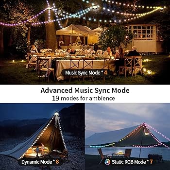 TOHETO Camping String Lights, 3 in 1 Upgraded Retractable
